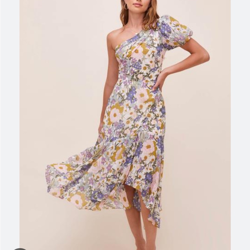 NWT ASTR the label one shoulder santorini midi dress